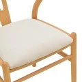 Wishbone chair pakoworld rubberwood-fabric in natural-beige color 51x58x73cm