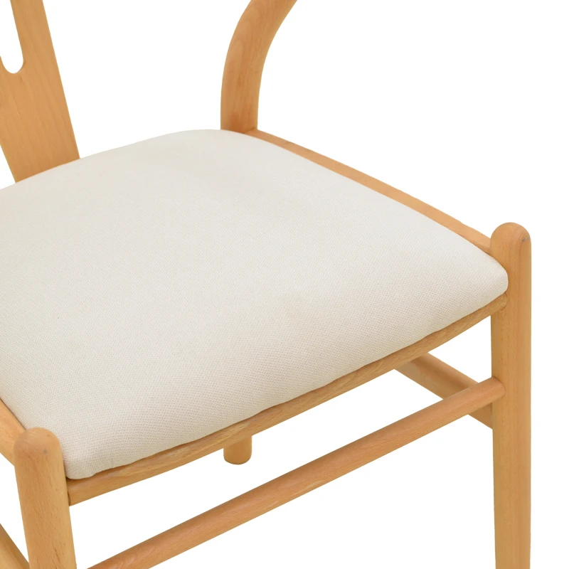 Wishbone chair pakoworld rubberwood-fabric in natural-beige color 51x58x73cm
