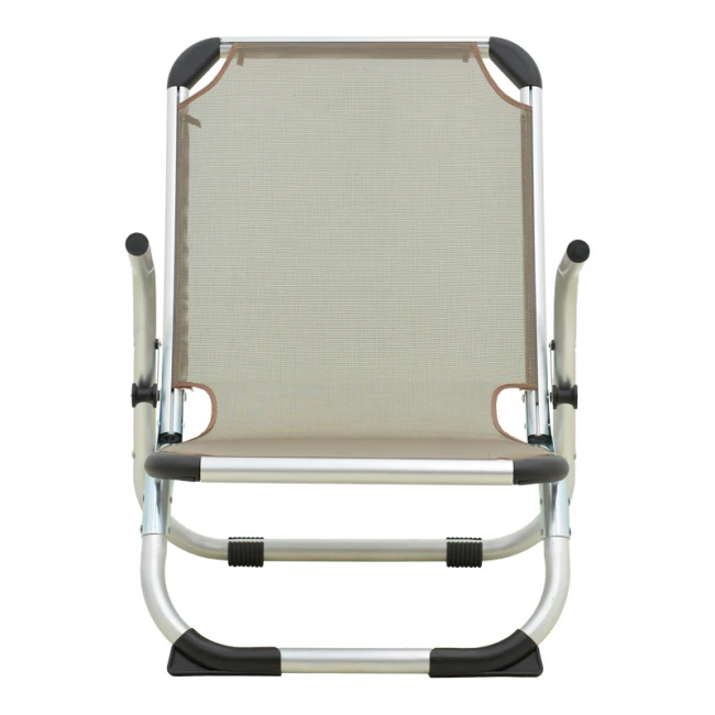 Καρεκλάκι παραλίας Playa pakoworld βαρέως τύπου με ψηλή πλάτη αλουμίνιο-textilene σε σαμπανί 54x72x63εκ