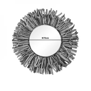 Καθρέπτης Grazzy Inart arum-flotsam ξύλο σε φυσική απόχρωση Φ70x8εκ