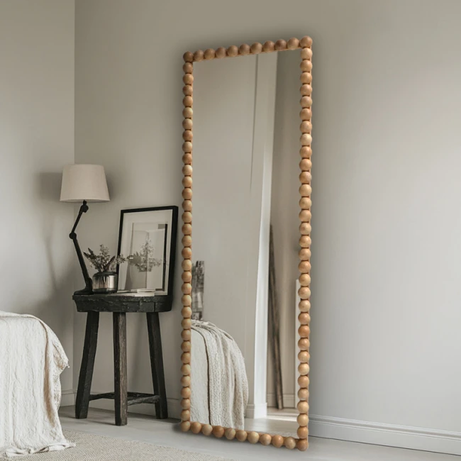 Ledalo pakoworld wood mirror in natural shade 45x4.5x130cm