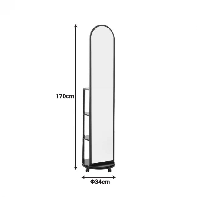Espero pakoworld mdf wheeled mirror with shelves in white shade D34x170cm