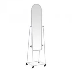 Lomna pakoworld pp-metal wheeled mirror with shelf in white shade 38.5x37.5x160cm Lomna pakoworld pp-metal wheeled mirror with shelf in white shade 38.5x37.5x160cm