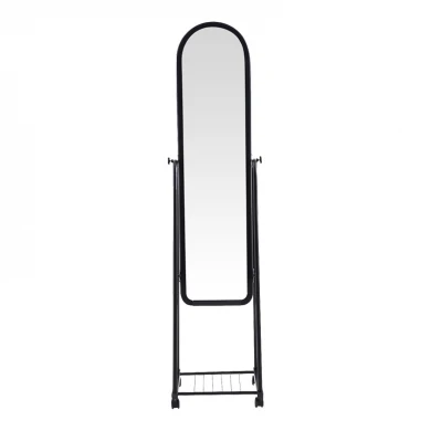 Καθρέπτης τροχήλατος Lomna pakoworld pp-μεταλλικός με ράφι σε μαύρη απόχρωση 38.5x37.5x160εκ