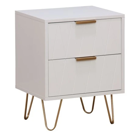Nightstand Culture pakoworld  with 2 drawers in white color with golden legs 40x35x52cm