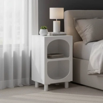 Κομοδίνο Emersi pakoworld MDF σε λευκή απόχρωση 40x32x70εκ