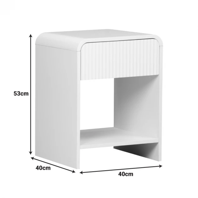 Κομοδίνο Zeplen pakoworld MDF σε λευκή απόχρωση 40x40x53εκ