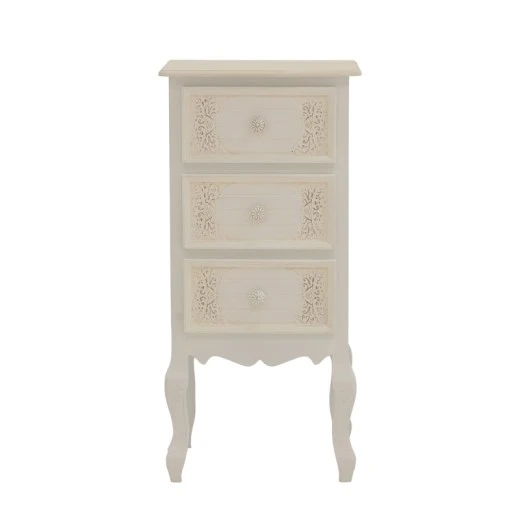 Κομοδίνο Pazlen Inart mdf σε λευκή αντικέ απόχρωση 40x34.5x82εκ