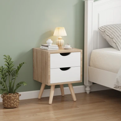Selma bedside table pakoworld in sonoma-white shade 29.7x29.7x45cm