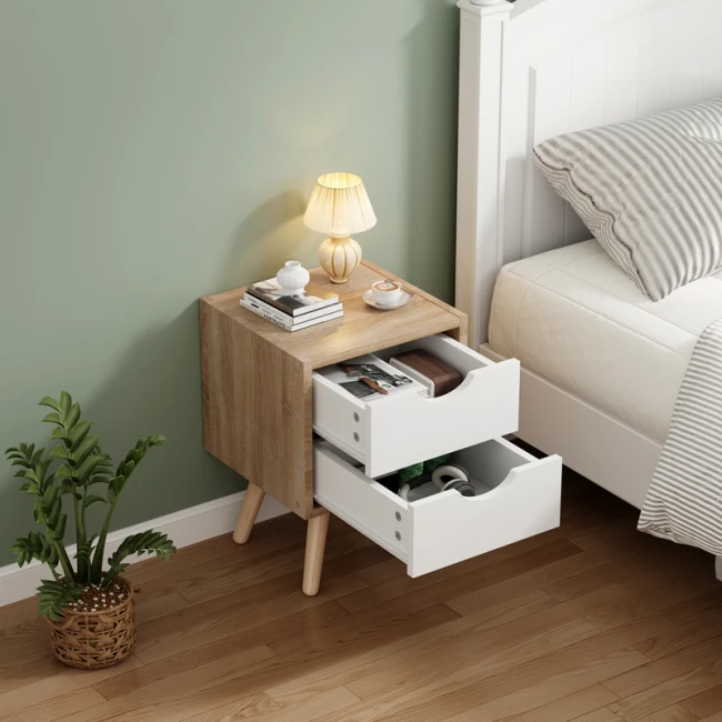 Κομοδίνο Selma pakoworld σε sonoma-λευκή απόχρωση 29.7x29.7x45εκ