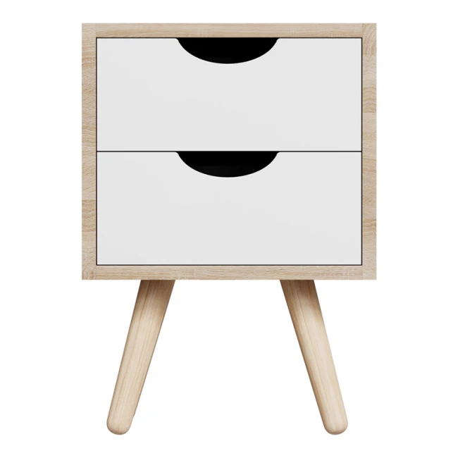 Κομοδίνο Selma pakoworld σε sonoma-λευκή απόχρωση 29.7x29.7x45εκ