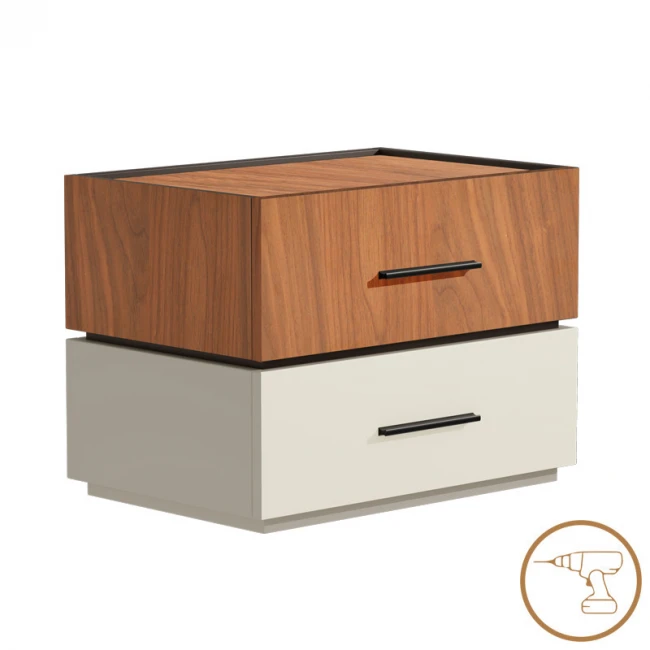 Sonlen pakoworld mdf bedside table in walnut-beige shade 60x40x44.5cm