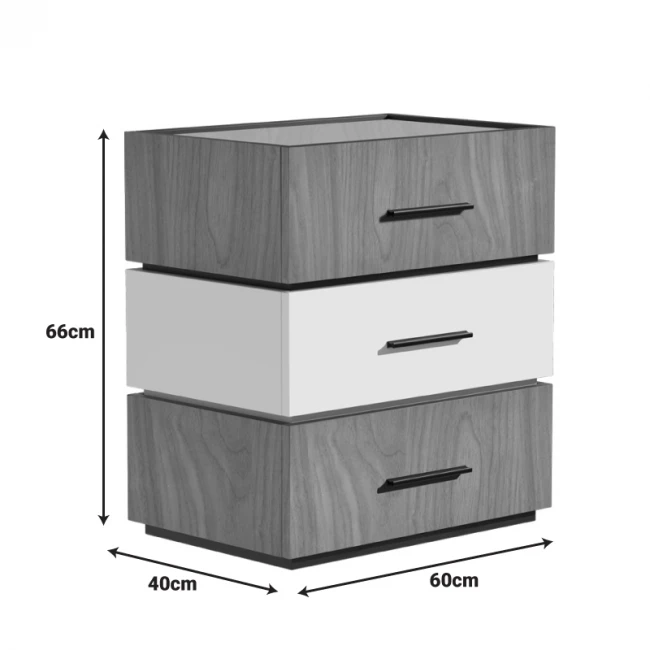 Sonlen pakoworld bedside table in walnut-beige shade 60x40x66cm