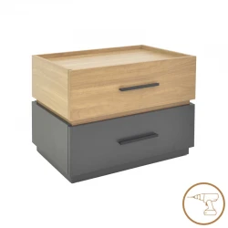 Sonlen pakoworld bedside table mdf in sonoma-charcoal shade 60x40x44.5cm
