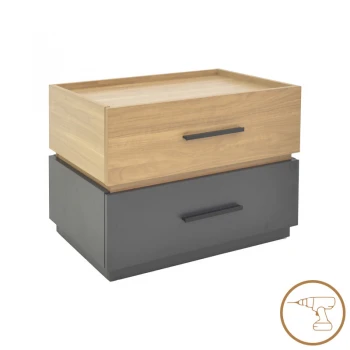 Sonlen pakoworld bedside table mdf in sonoma-charcoal shade 60x40x44.5cm