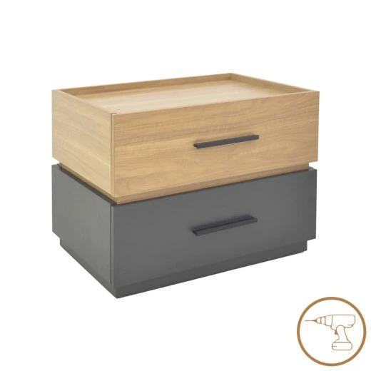 Κομοδίνο Sonlen pakoworld mdf σε sonoma-ανθρακί απόχρωση 60x40x44.5εκ