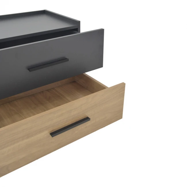 Sonlen pakoworld bedside table mdf in sonoma-charcoal shade 60x40x44.5cm