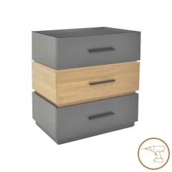 Sonlen pakoworld mdf bedside table in sonoma-charcoal shade 60x40x66cm