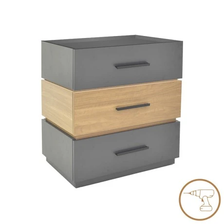 Κομοδίνο Sonlen pakoworld mdf σε sonoma-ανθρακί απόχρωση 60x40x66εκ