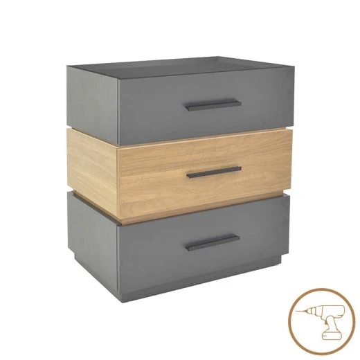 Sonlen pakoworld mdf bedside table in sonoma-charcoal shade 60x40x66cm