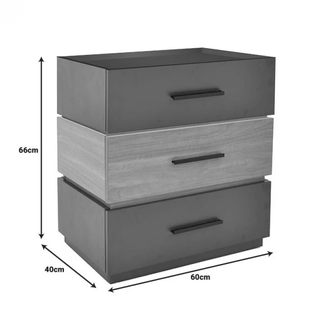 Sonlen pakoworld mdf bedside table in sonoma-charcoal shade 60x40x66cm