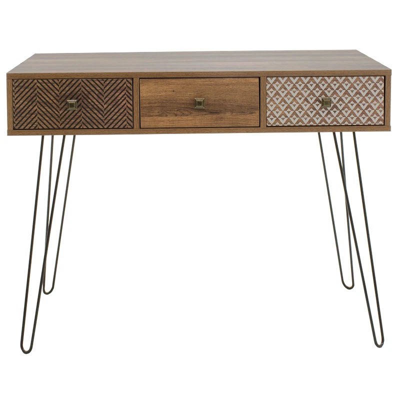 Κονσόλα Boho pakoworld καρυδί με μεταλλικά πόδια 100x50,5x74,5εκ