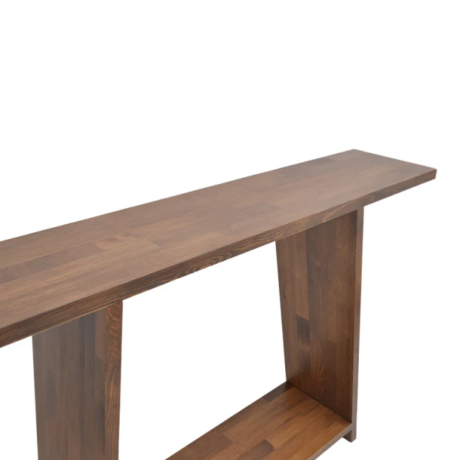 Console Edgar pakoworld solid pine wood 35mm walnut 139x29x90cm