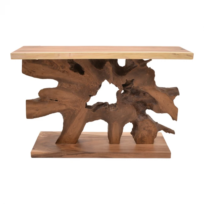Console table Nasiol Inart teak wood in natural color 120x40x75cm