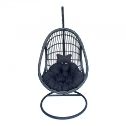 Cungo pakoworld swing nest with anthracite metal base - pe rattan in grey color 125x105x195cm