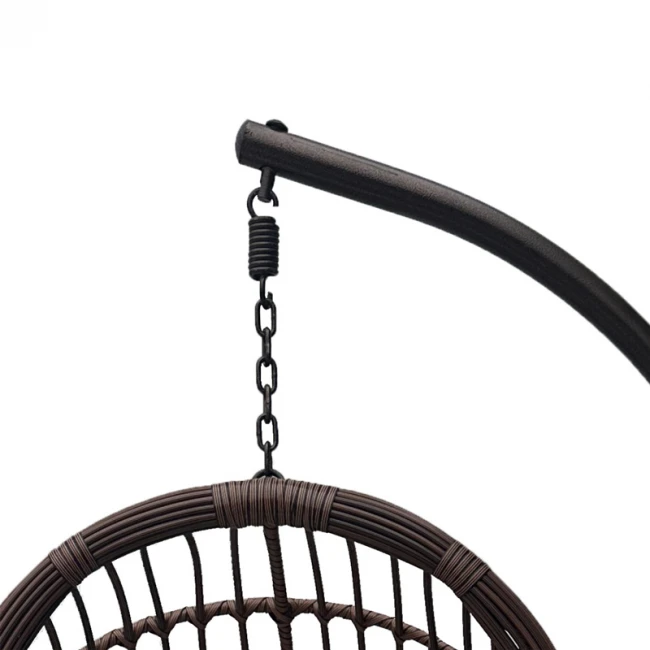 Nest swing with base Cungo pakoworld metal brown- pe rattan brown with beige cushion 125x105x195cm