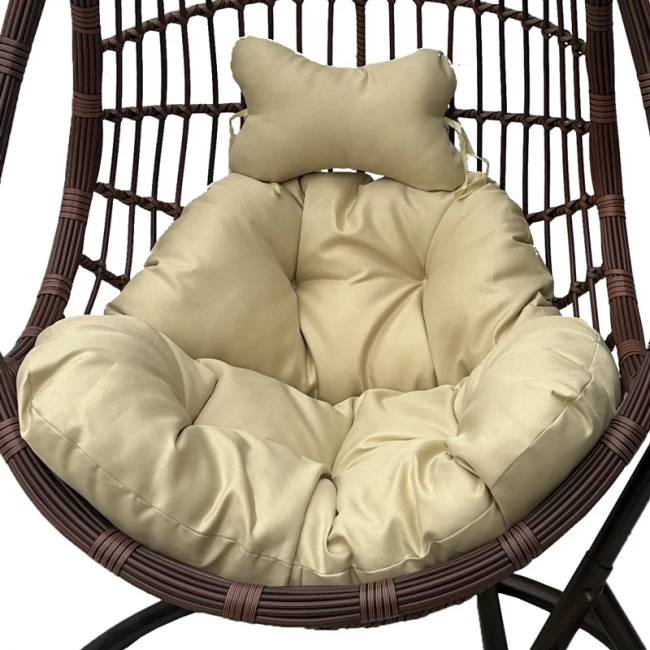 Nest swing with base Cungo pakoworld metal brown- pe rattan brown with beige cushion 125x105x195cm