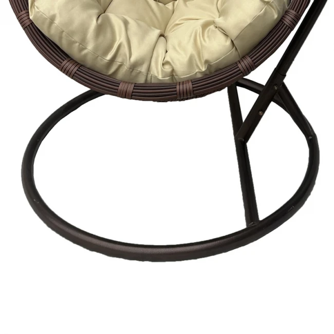 Κούνια φωλιά με βάση Cungo pakoworld μέταλλο καφέ- pe rattan καφέ με μπεζ μαξιλάρι 125x105x195εκ