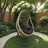Cungo pakoworld swing nest with black metal base - beige pe rattan with black cushions 125x105x195cm