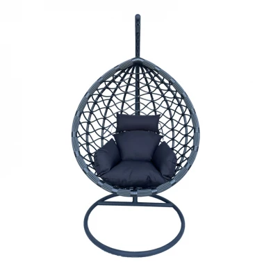 Lyere pakoworld swing nest with anthracite metal base with grey pe rattan 120x108x195cm