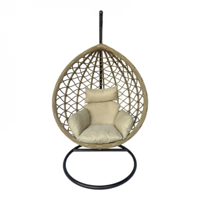Lyere pakoworld swing nest with brown metal base with beige pe rattan 120x108x195cm