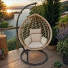 Lyere pakoworld swing nest with brown metal base with beige pe rattan 120x108x195cm