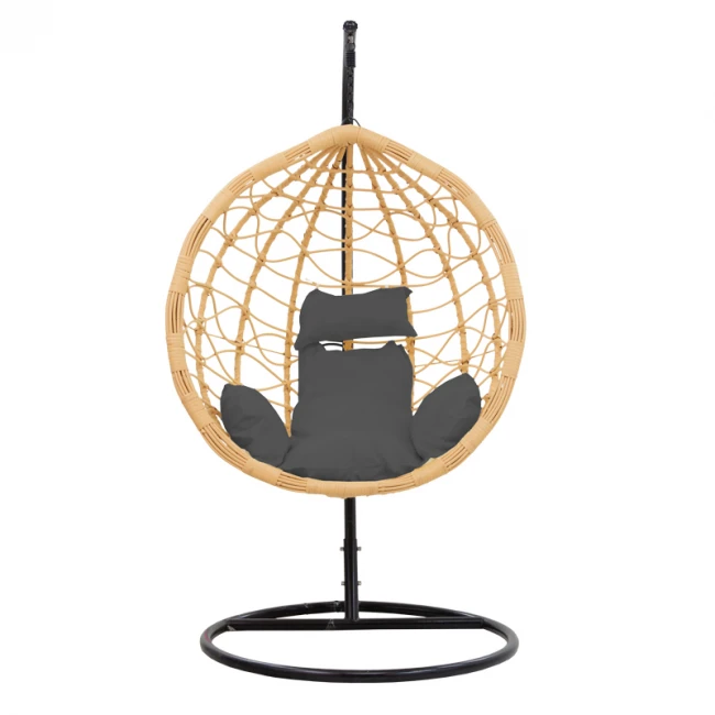 Hudson pakoworld swing hanging metal black-pp natural-cushion black 109x119x195cm