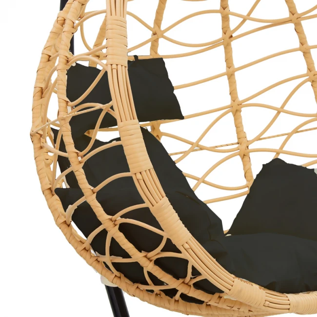 Hudson pakoworld swing hanging metal black-pp natural-cushion black 109x119x195cm