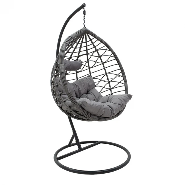 Hudson pakoworld garden swing hanging metal-pp- pillow in gray color 109x100x197cm
