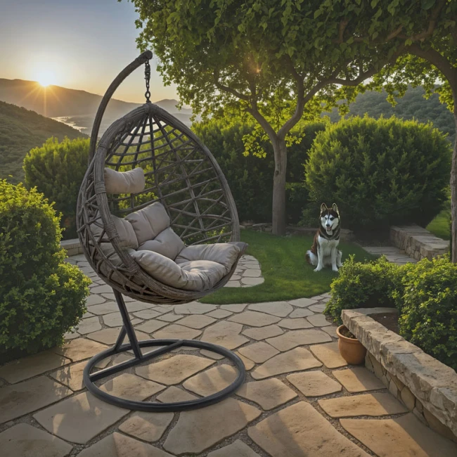 Hudson pakoworld garden swing hanging metal-pp- pillow in gray color 109x100x197cm