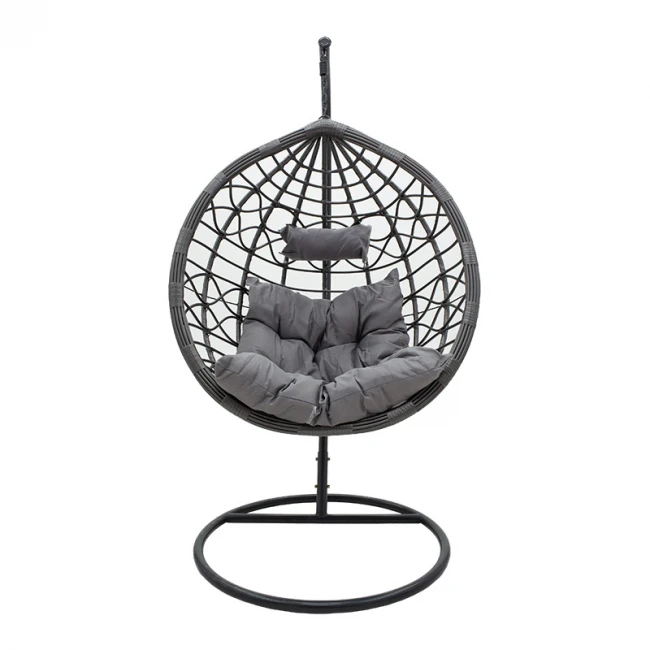 Hudson pakoworld garden swing hanging metal-pp- pillow in gray color 109x100x197cm