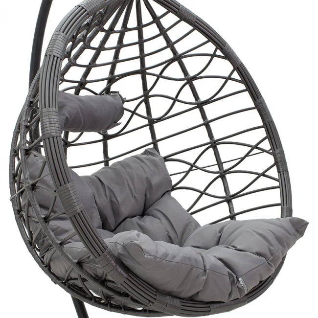 Hudson pakoworld garden swing hanging metal-pp- pillow in gray color 109x100x197cm