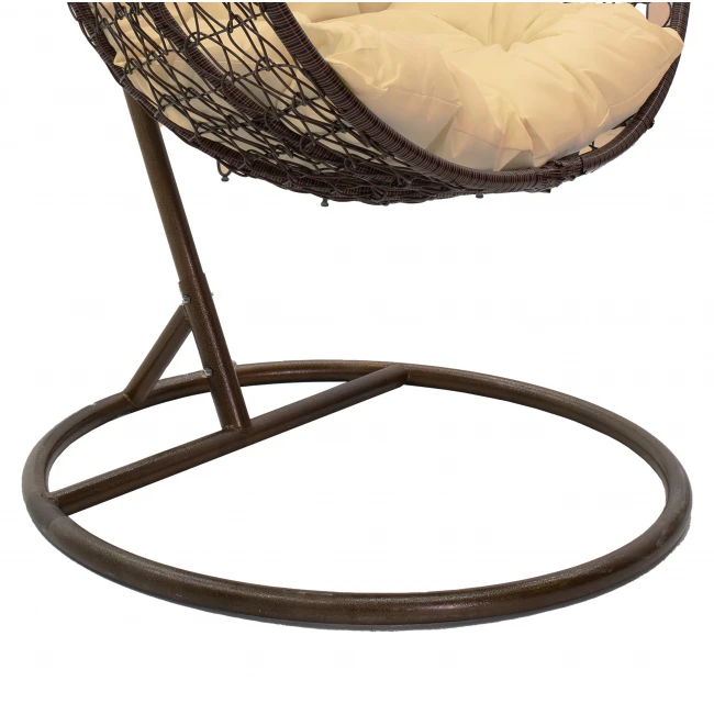 Zafer pakoworld swing hanging metal-pp brown-cushion beige 106x103x200cm