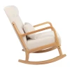 Rotating armchair Edeldy pakoworld cream fabric and legs in natural color 102x66x99cm