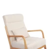 Rotating armchair Edeldy pakoworld cream fabric and legs in natural color 102x66x99cm