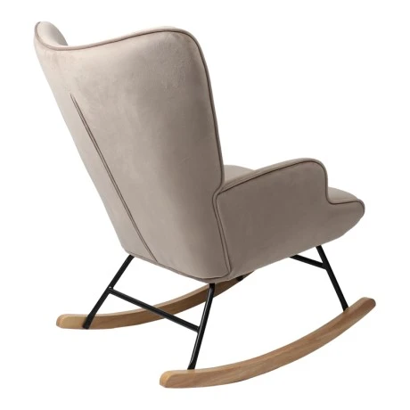 Rocking armchair Georgia pakoworld velvet fabric beige-natural 75x71x95cm