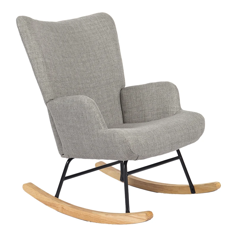Rotating armchair Jianna pakoworld light grey fabric and legs in natural color 79x64x89cm