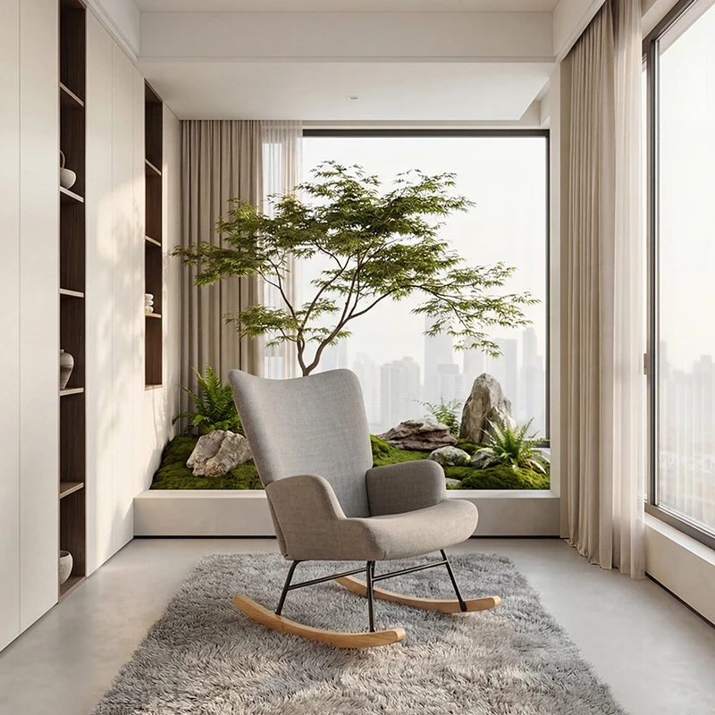 Rotating armchair Jianna pakoworld light grey fabric and legs in natural color 79x64x89cm