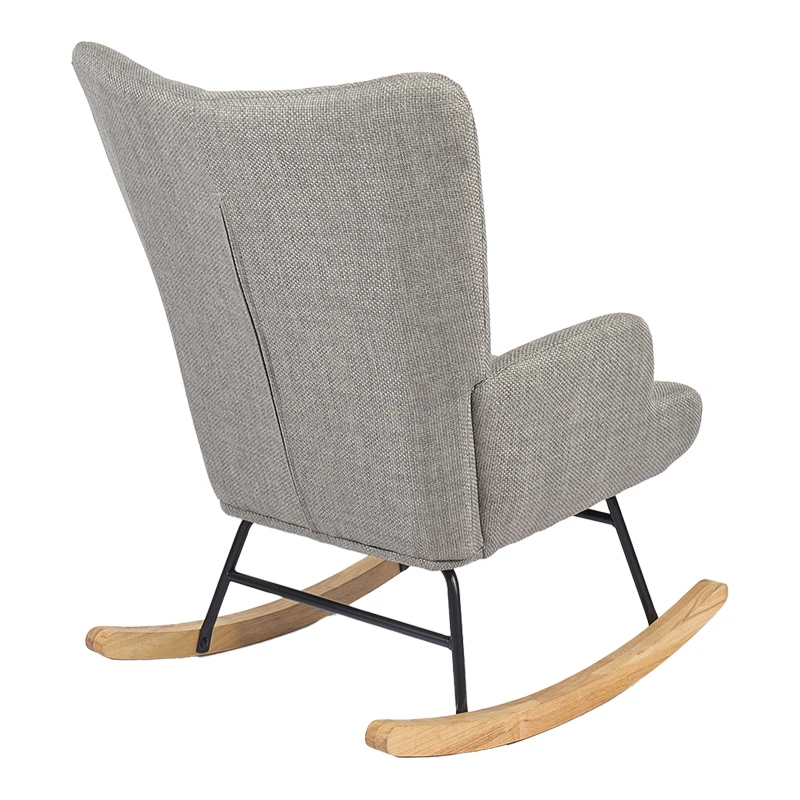 Rotating armchair Jianna pakoworld light grey fabric and legs in natural color 79x64x89cm