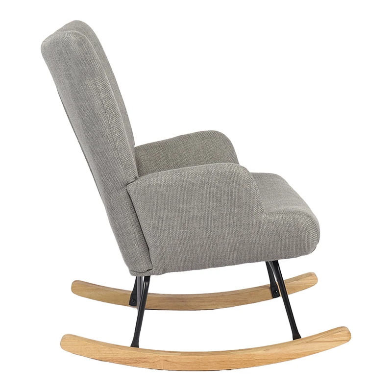 Rotating armchair Jianna pakoworld light grey fabric and legs in natural color 79x64x89cm